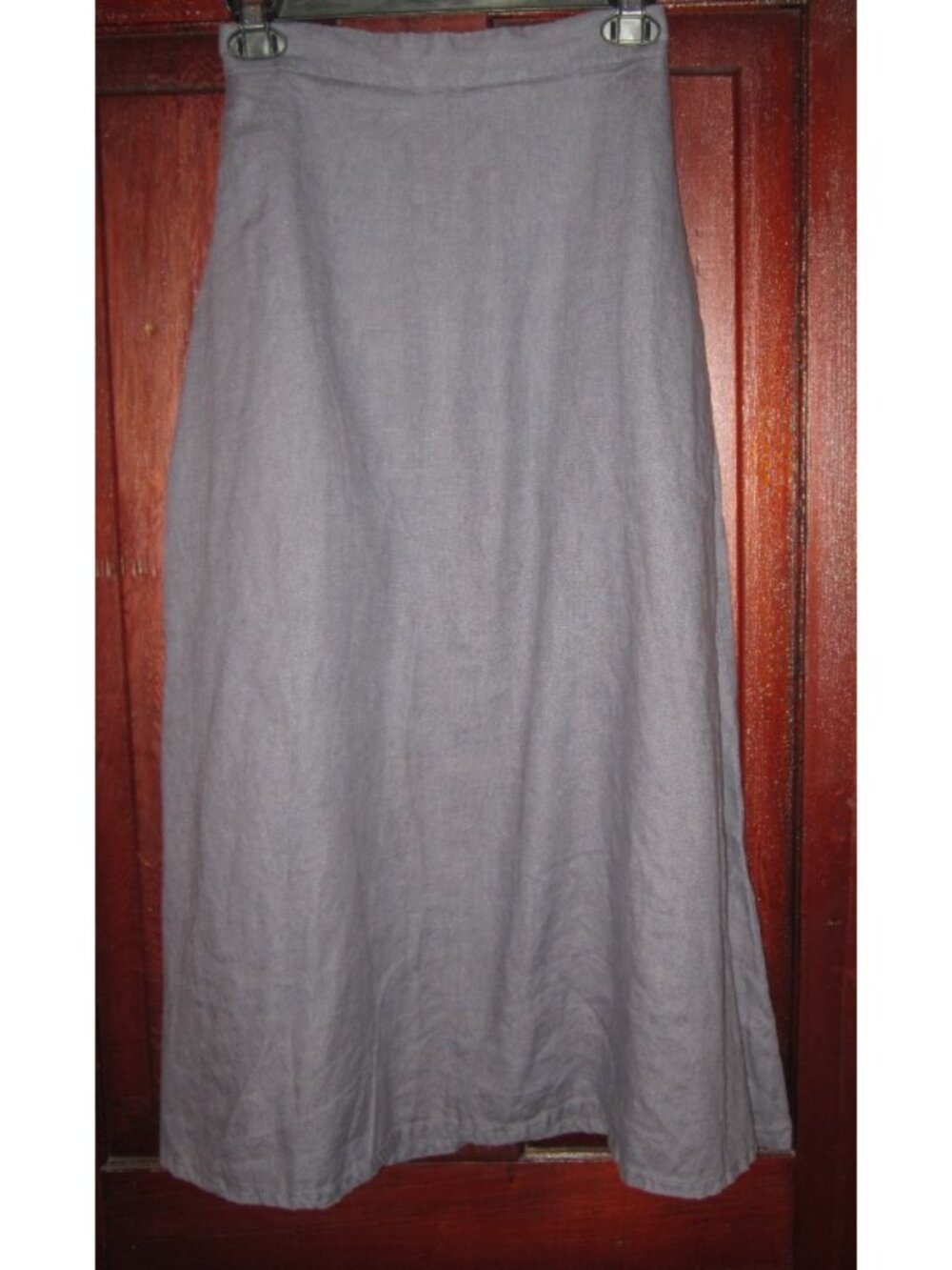 Muji Size S 100% Linen Maxi Midi Long Skirt Gray Flared Pockets Elastic Waist